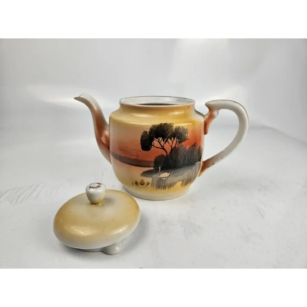 Japan Lustreware Handpainted Sunset Tea Set Porcelain 9‎ Pieces